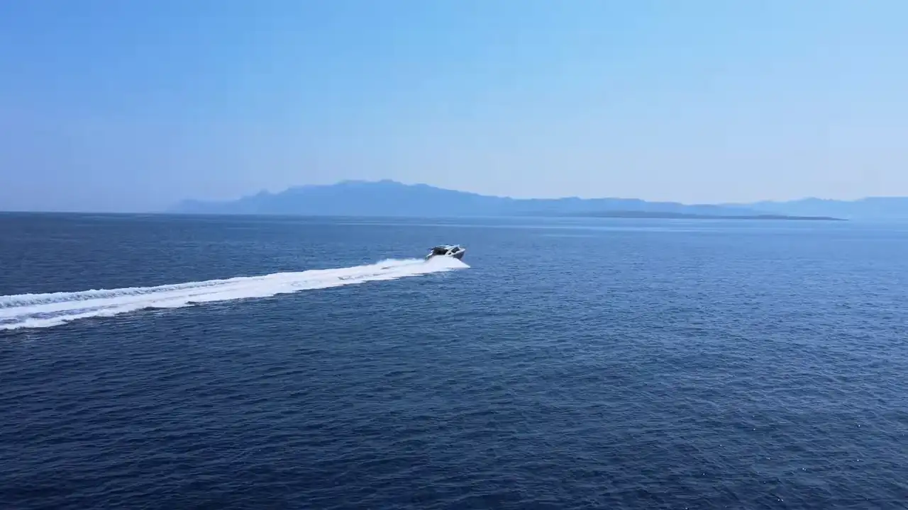 Boat gliding through water